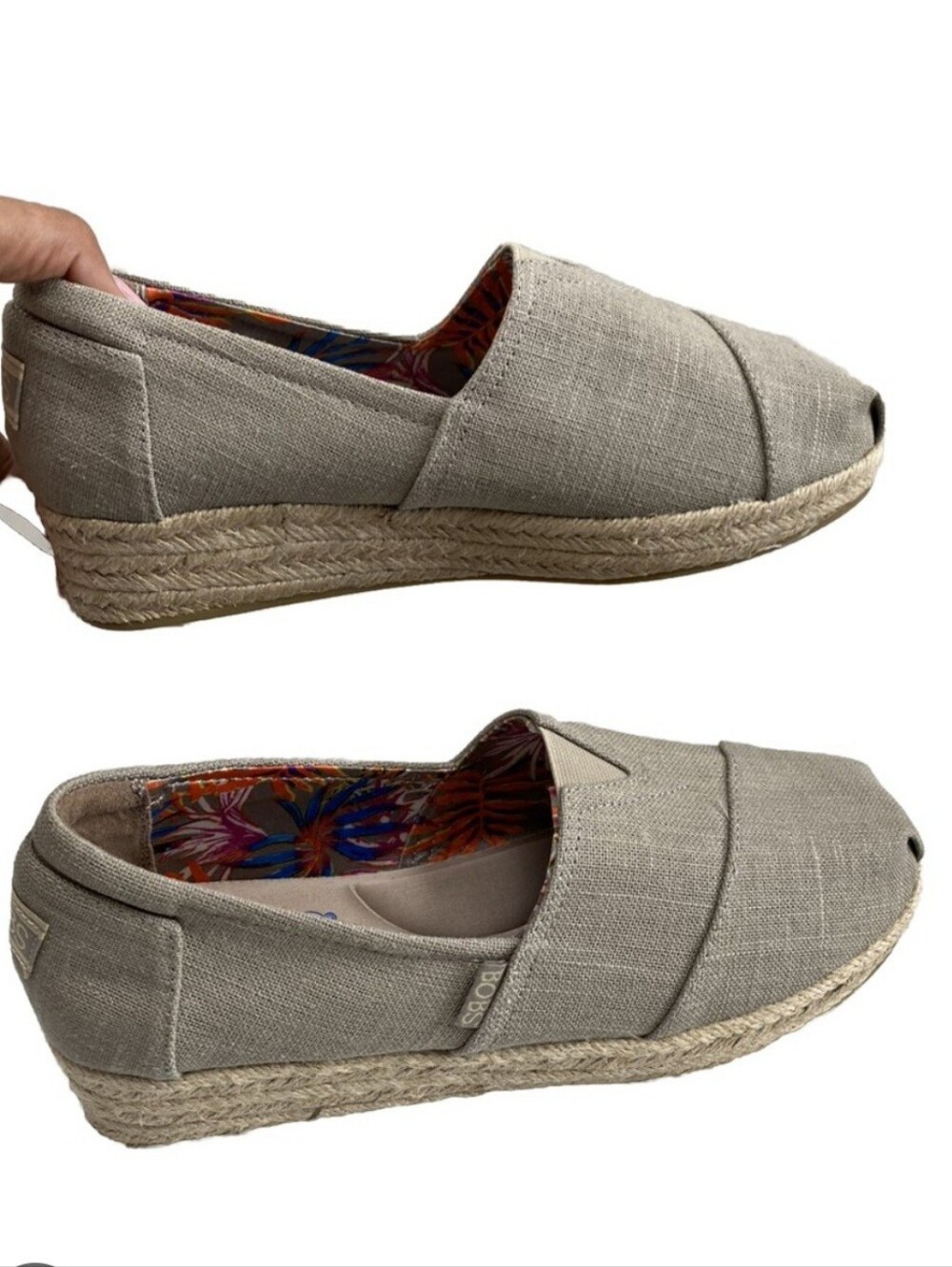 Bobs from Skechers Women's Taupe Espadrille Wedge Slip On Shoes Size 7.5 - Picture 2 of 16